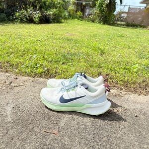Nike White and Green trail run Shoes